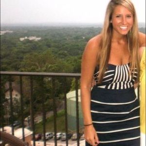 Navy striped tube top dress